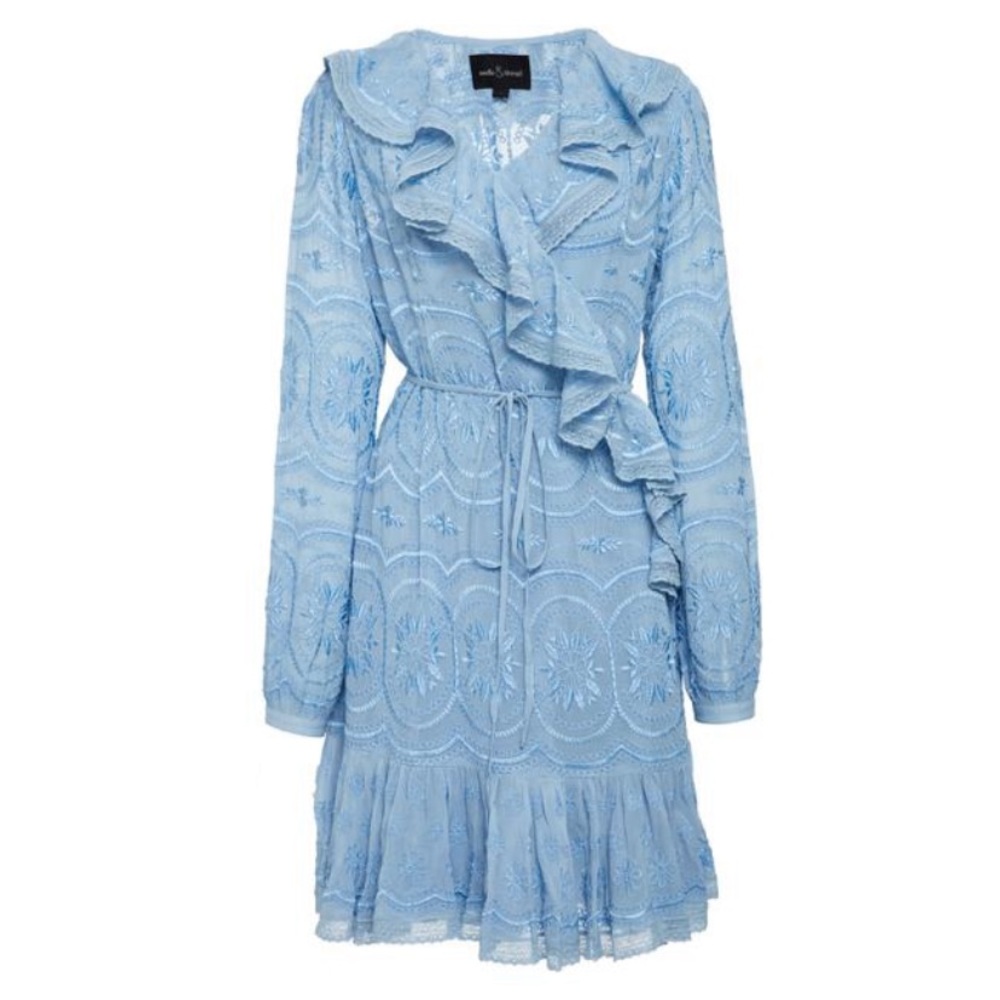 Needle & Thread Blue Anglais Georgette Mid-Length Cocktail Dress, Size 4